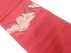 リサイクル　手織り紬山並模様織出し名古屋帯